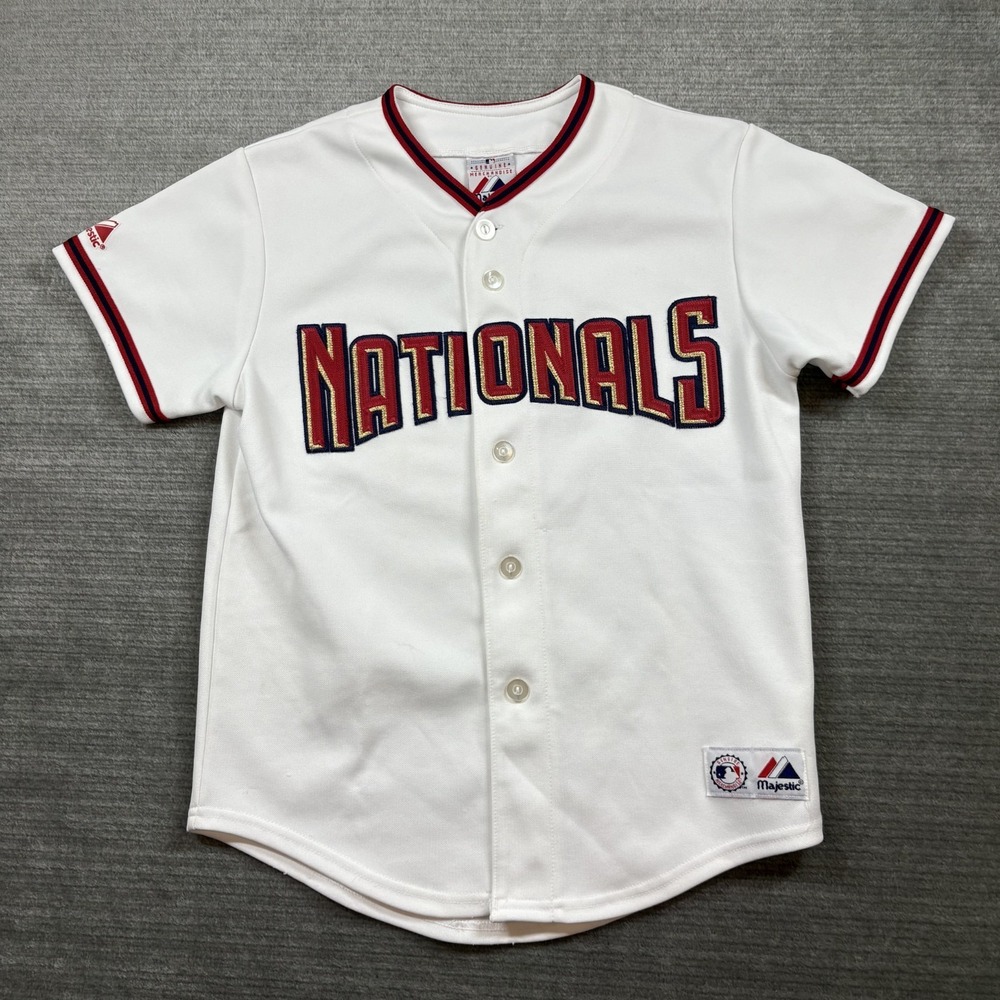 Nationals MLB Baseball Jersey White Majestic Vintage M Youth